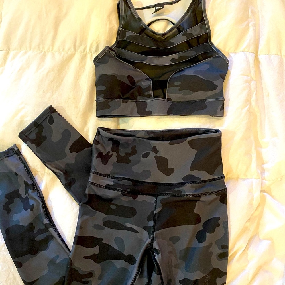 Electric Yoga camo print top & bottoms